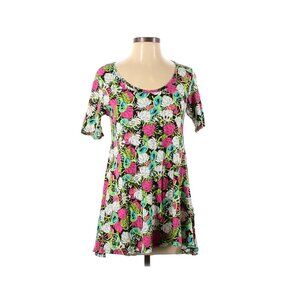 LuLaRoe Womens Size XS Floral Swing Tunic T-shirt Short Sleeve Scoop Neck